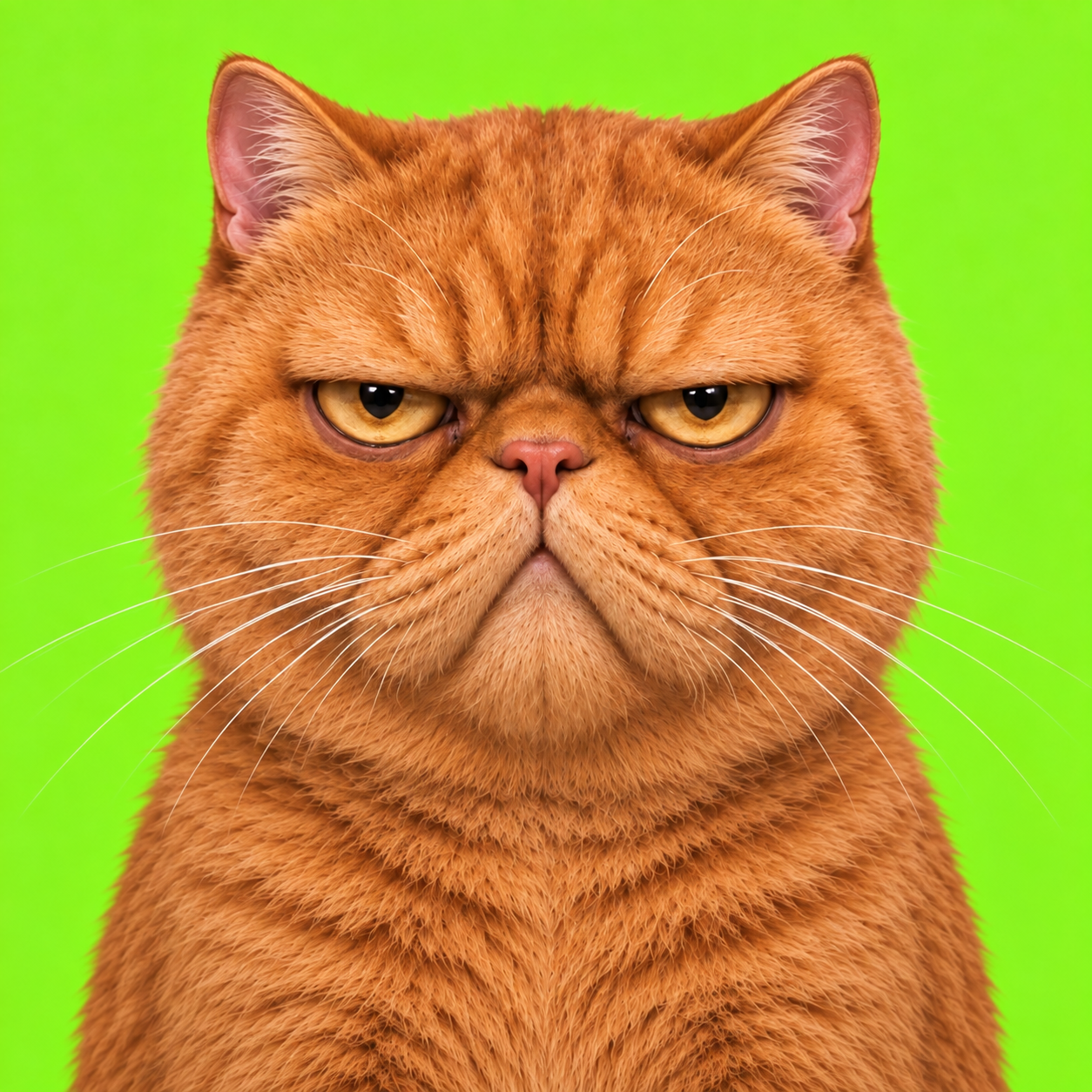 Extreme close-up of Grumpy's permanently unimpressed face